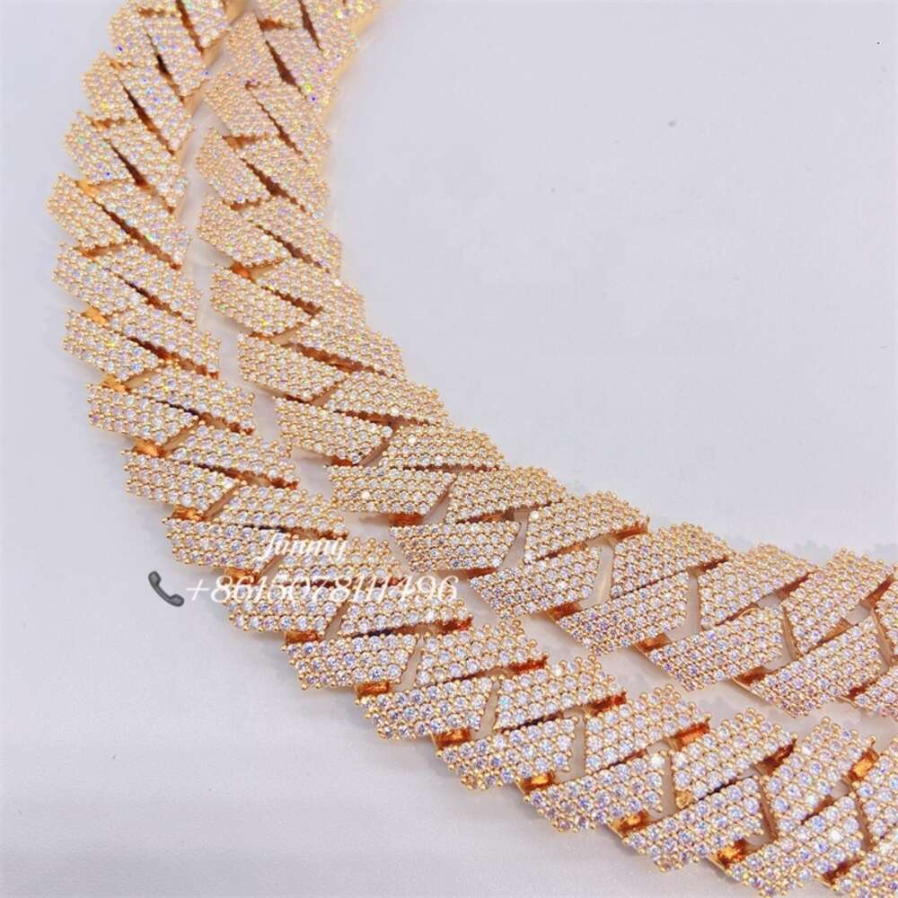 20mm 22inch White and Yellow Gold Two Tone Color Big Iced Out Moissanite Miami Hip Hop Jewelry Cuban Link Chain