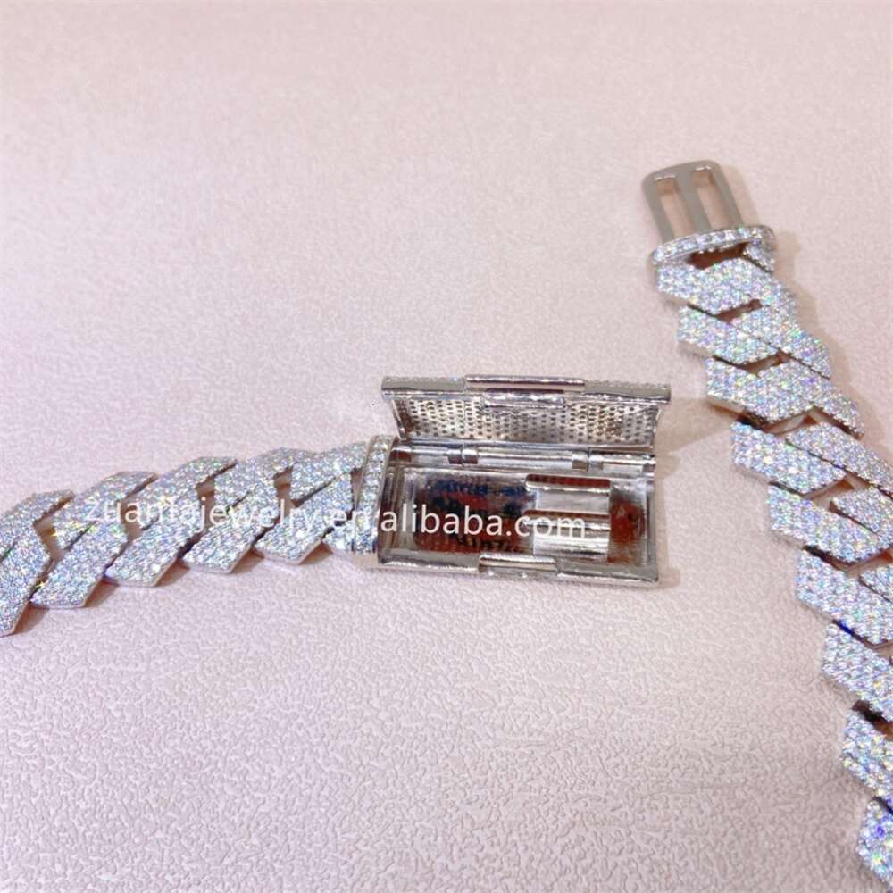 20mm 22inch White and Yellow Gold Two Tone Color Big Iced Out Moissanite Miami Hip Hop Jewelry Cuban Link Chain