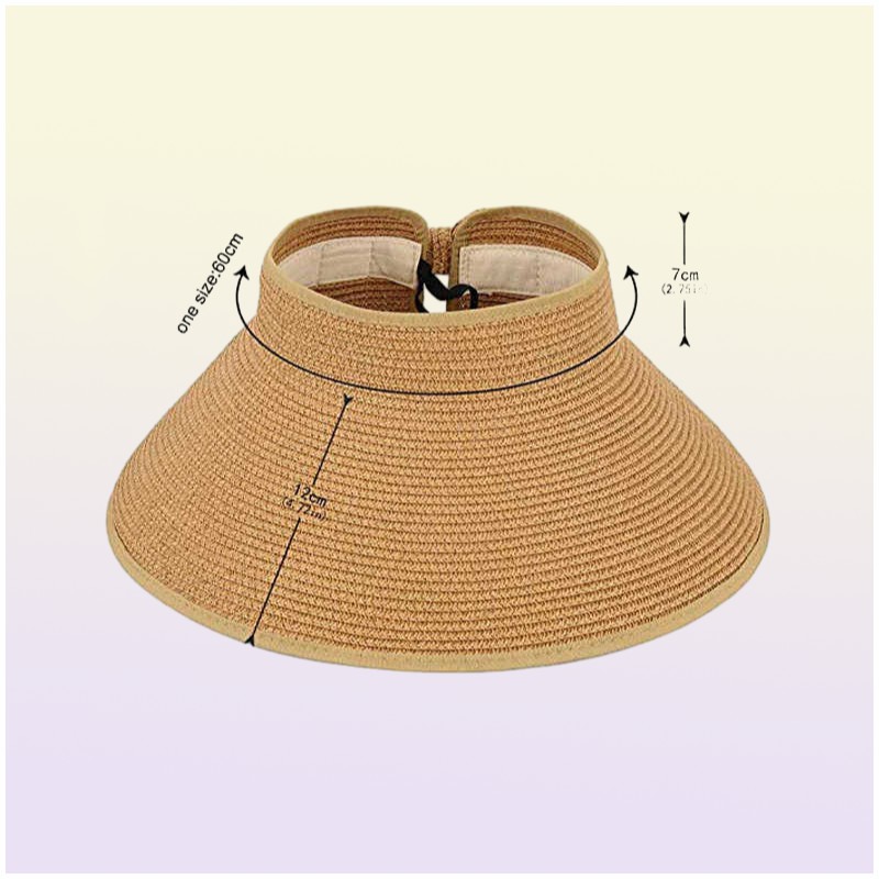 New Women Summer Visors Hat Foldable Sun Hat Wide Large Brim Beach Hats Straw Hat chapeau femme Beach UV Protection Caps