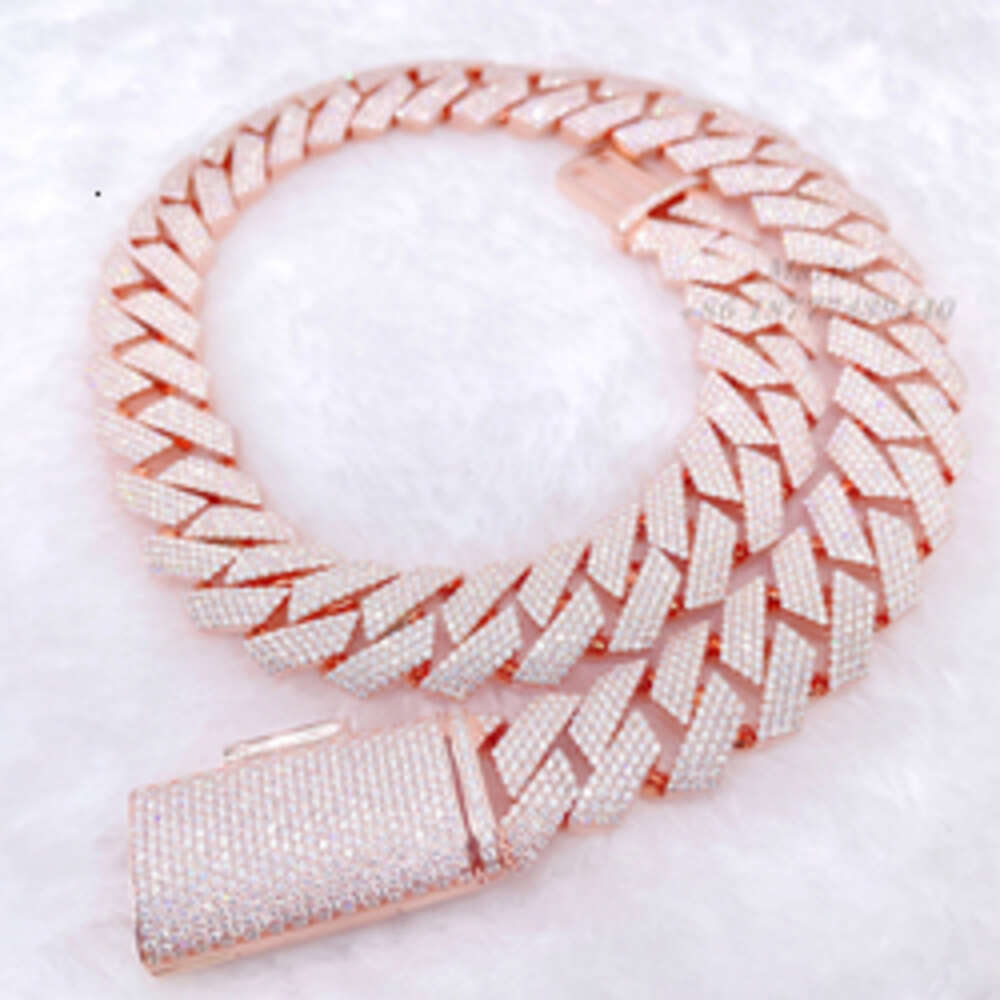 15mm 18mm Width 4row Moissanite Diamond 925 Silver Iced Out Cuban Link Chain Iced Out Initial Necklace Cuban Link Chain