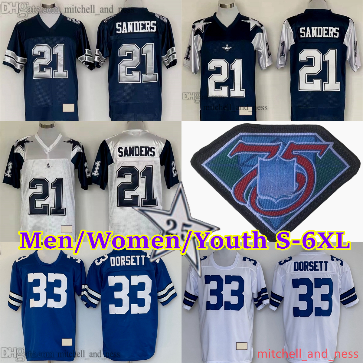Custom S-6XL 1960-1999 Throwback Football 88 Drew Pearson Jersey 12 Roger Staubach 21 Deion Sanders 8 Troy Aikman 33 Tony Dorsett Michael Irvin