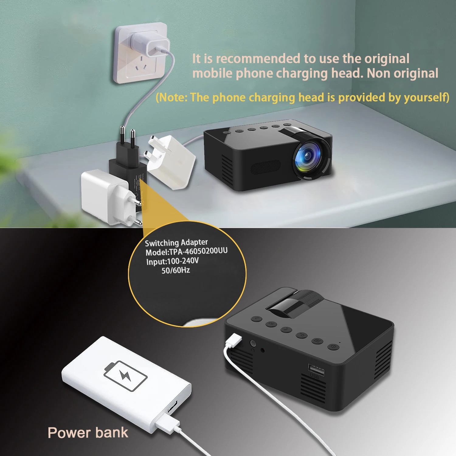 YT100 wireless mobile phone projector mini full HD Video portable outdoor indoor 240110