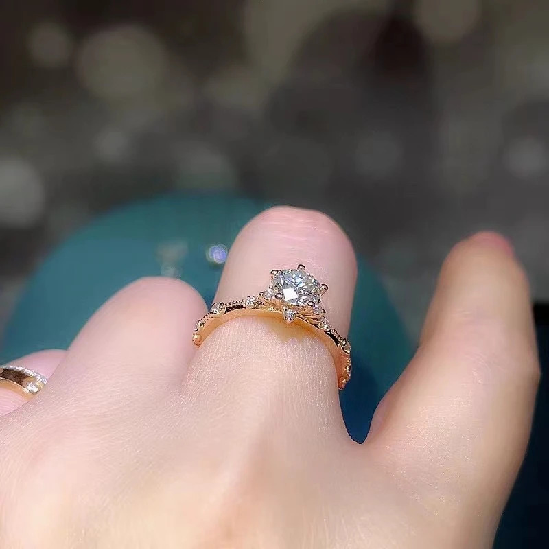 crackling gemstone ring for women jewelry engagement ring for wedding real 925 silver rose gold plated birthday gift 240109