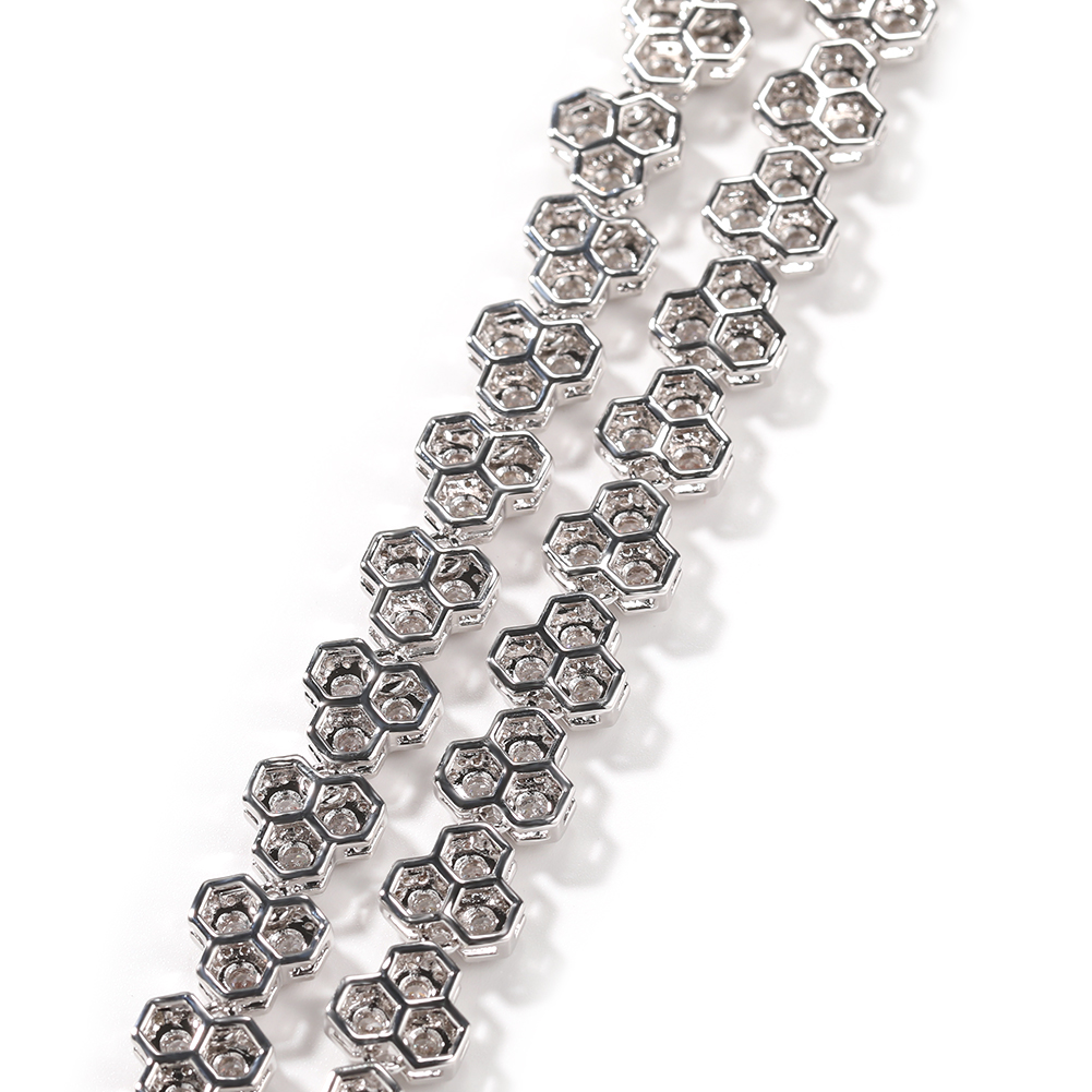 Men's 10mm Hip Hop Tennis Chain Necklace with Honeycomb Design - 18K Gold-Plated & 5A Grade Cubic Zirconia Stones