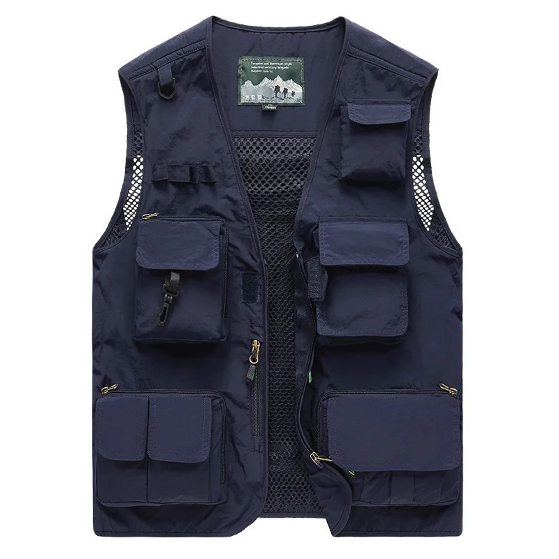 Multi Pockets Summer Mens US Tactical Hiking Fishing Vest Pographer Waistcoat Mesh Cargo Sleeveless Jacket Tool 6XL 240109