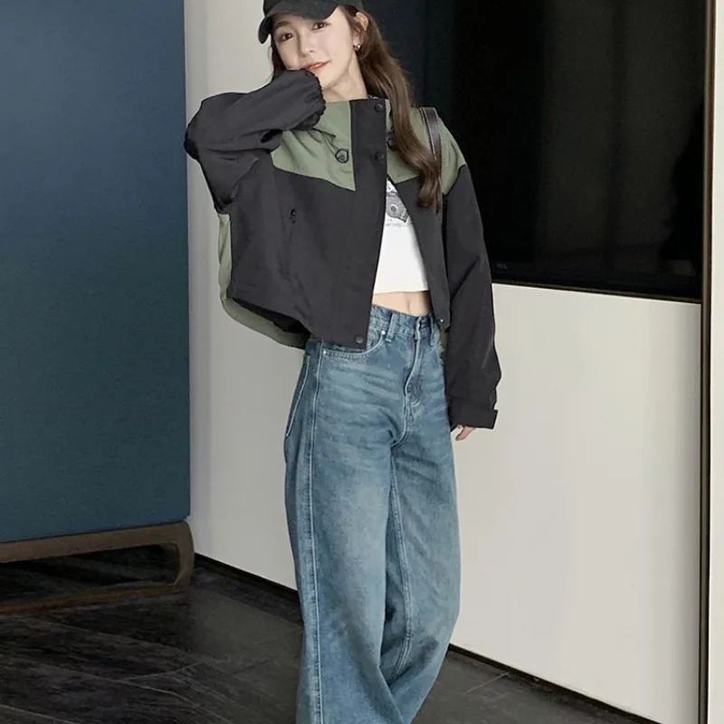 Deeptown Crop Windbreaker Jacket Women Kpop Y2k Streetwear Korean Reviews Many Clothes Hooded Zipup Short Jackets Autumn Winter 240110