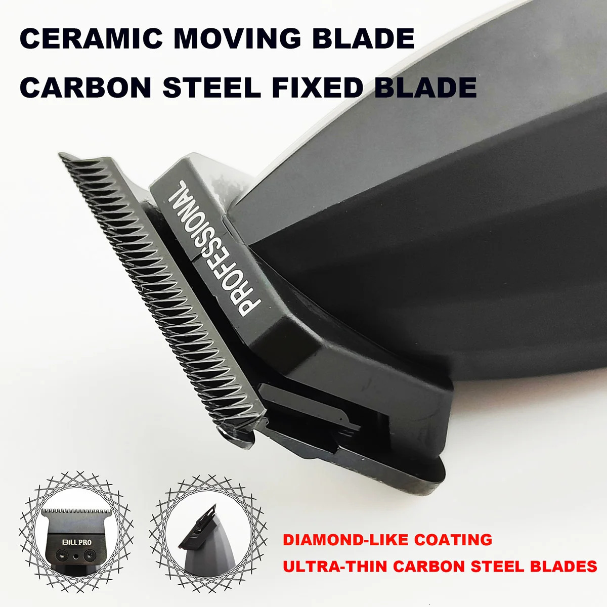 BiLL PRO BL800 Professional Barber 8000RPM Motor Electric Hair Trimmer Oil Head Gradient Hair Finish Machine Cutting Tools 240110