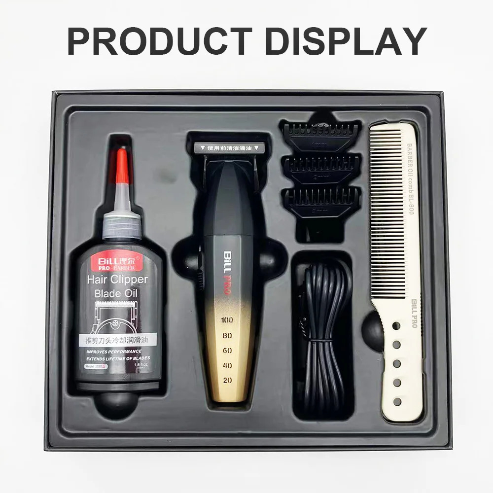 BiLL PRO BL800 Professional Barber 8000RPM Motor Electric Hair Trimmer Oil Head Gradient Hair Finish Machine Cutting Tools 240110