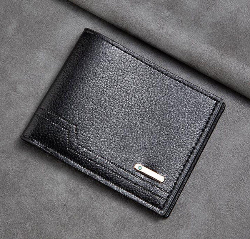 DHL100pcs Wallets Men PU Geometry Two Foldable Multifunctional Business Short Credit Card Holder