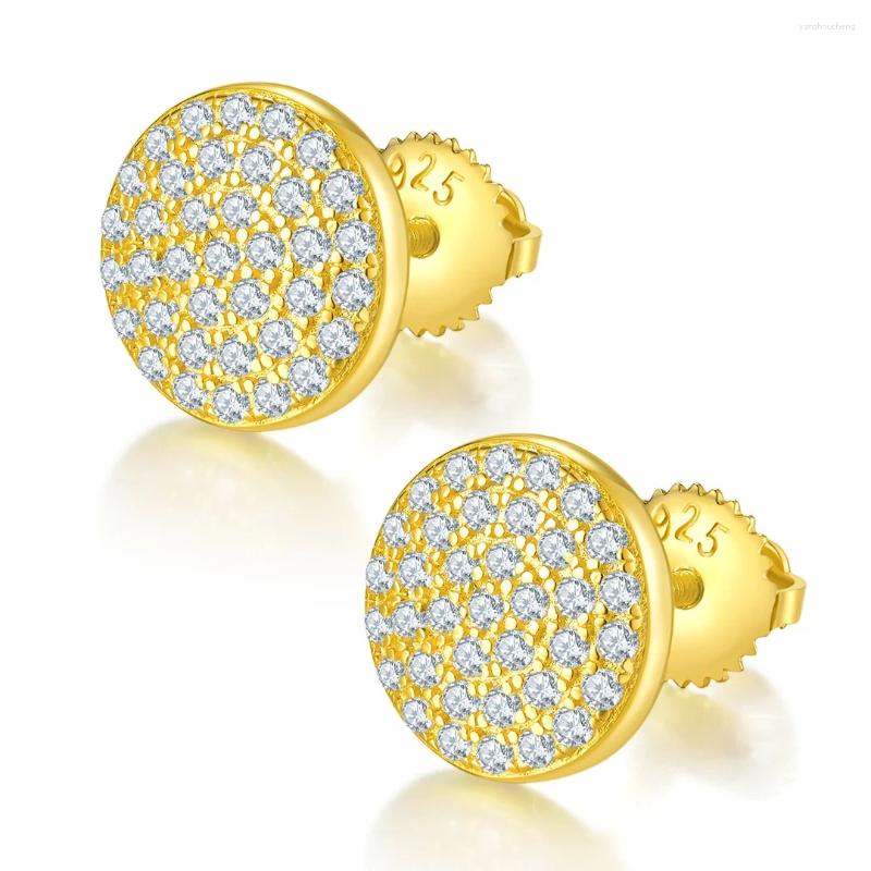 Stud Earrings 0.6carat Hip Hop Screw Back Gold Dias Iced Round Sier Studs Men Ready To Ship Vvs Moissanite Jewelry