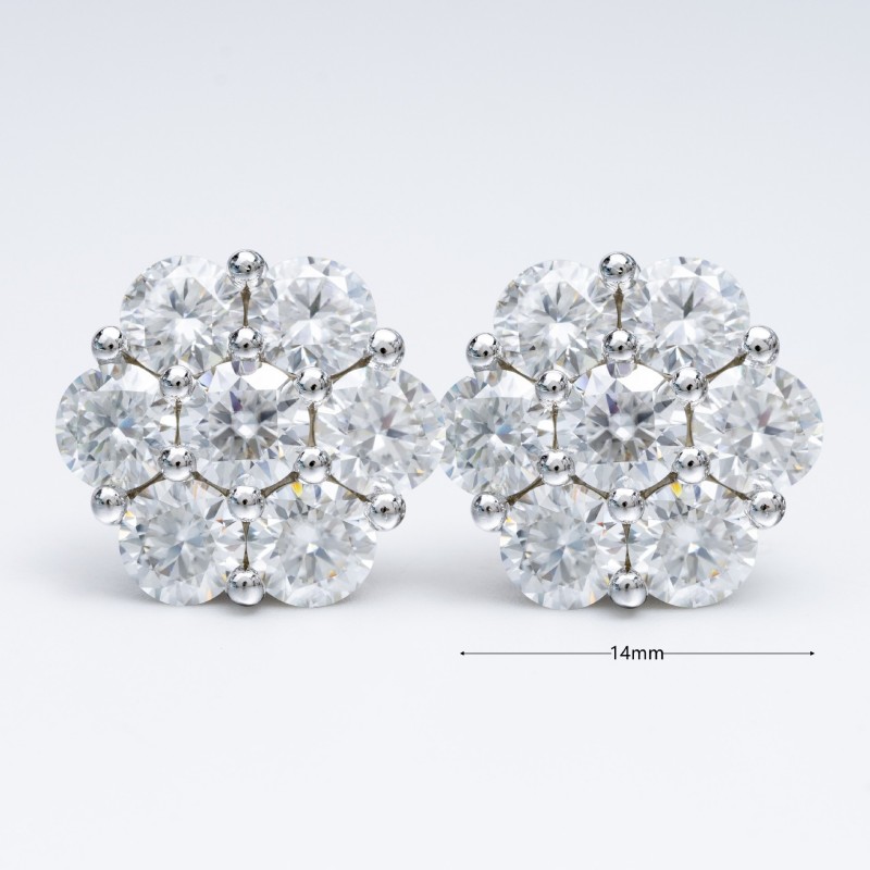 New Trendy Men Women Silver Earrings Pass Test 925 Sterling Silver 5mm Round VVS Moissanite Flower Earrings Studs Nice Gift Bling Jewelry for Party We
