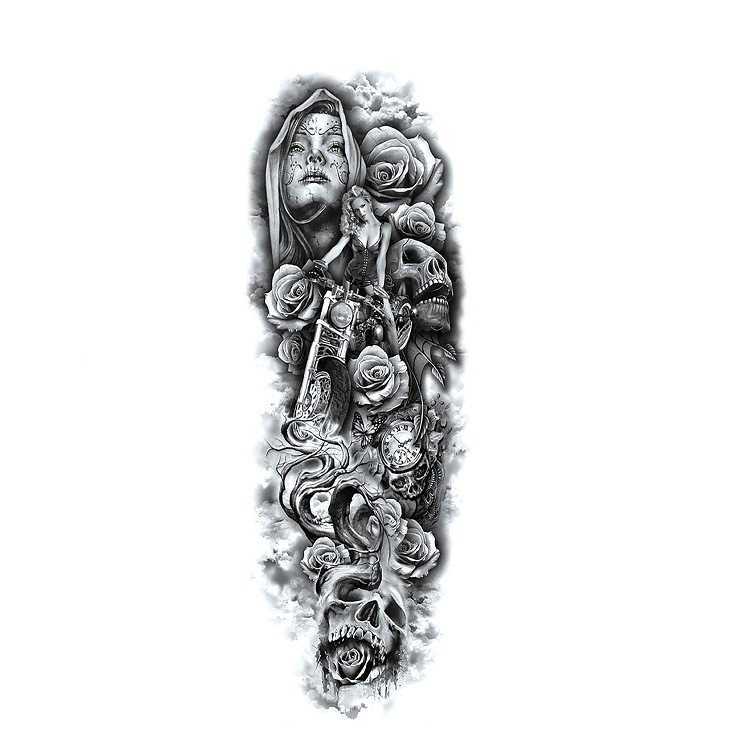 Makeup Head Wolf King Domineering Tattoo Sticker Arm Set Full Large Picture Case Water Transfer Printing