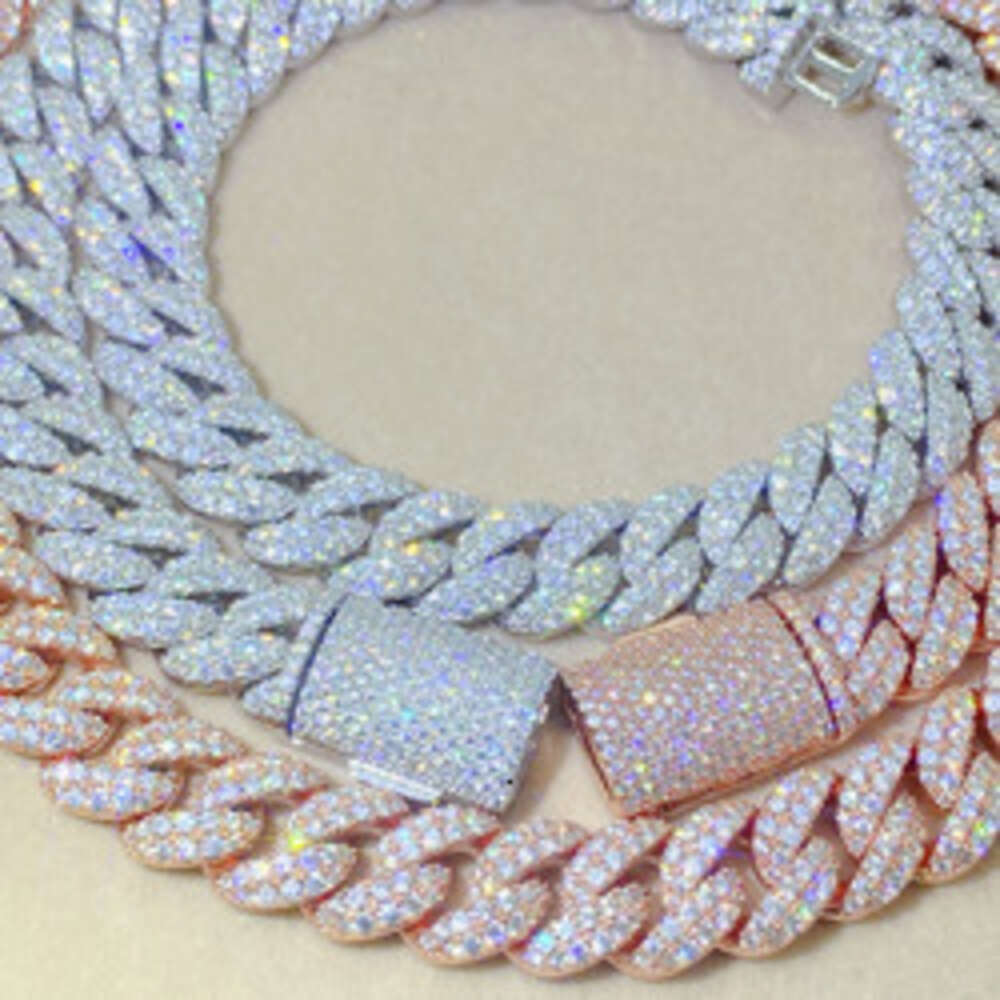 Hip Hop Style 925 Sterling 12mm Mens Cuban Chain Necklace Miami Cuban 925 Sterling Silver Necklace Men Moissanite Necklace