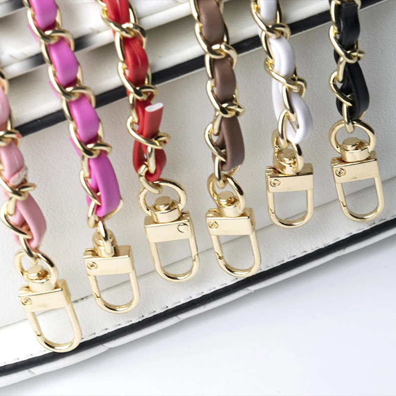 PU Metal Braided Chain Shoulder Strap for Bags Detachable Replacement Bag Strap Handbag Bag Long Belts Chain Bag Accessories 240110
