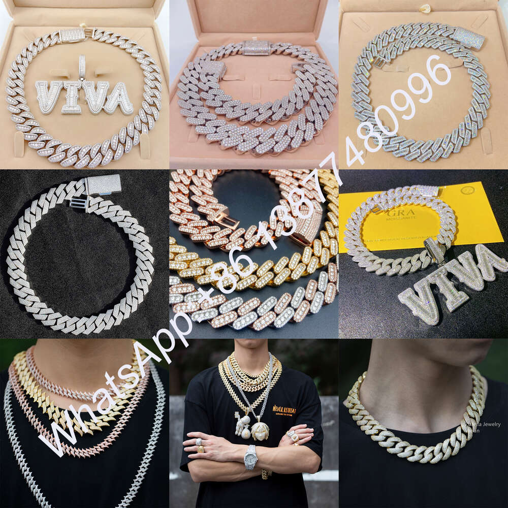 Iced Out Full Vvs Round and Baguette Moissanite Diamond Custom Men Pendant Necklace S925 Sterling Silver Necklace