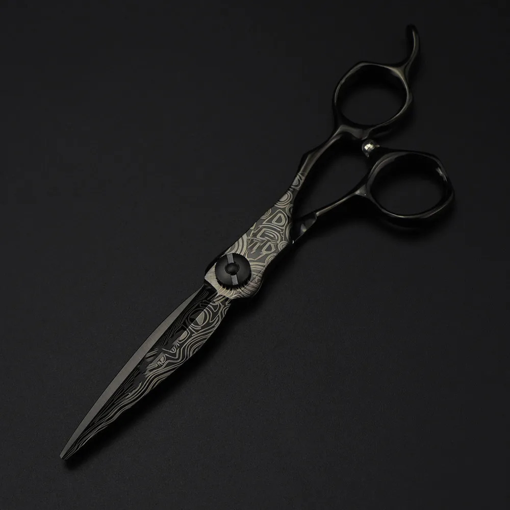 Professional 6 '' Upscale Black Damascus hair scissors cutting barber makas tools haircut thinning shears hairdresser 240110