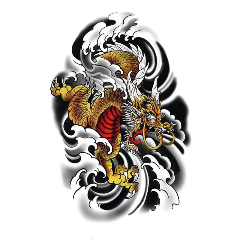 Fox Tattoo Sticker, Lion Tiger Colored Flower Arm, Water Transfer Printing, Waterproof Simulated Sticker