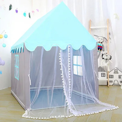 Large Children Toy Tent 1.35M Wigwam Folding Kids Tents Tipi Baby Play House Girls Pink Princess Castle Child Room Decor 240110