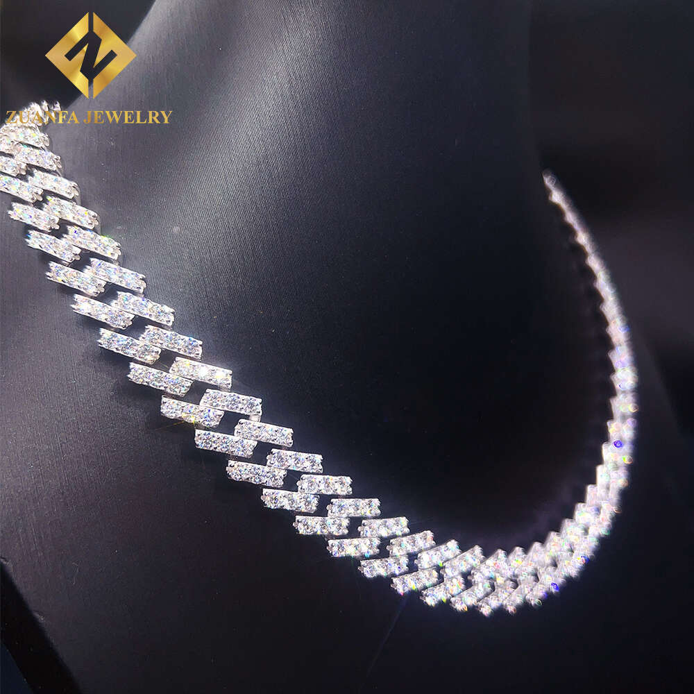 Silver Cuban Link Chain Zuanfa Jewelry Pass Diamond Tester Gra Vvs Moissanite Cuban Link Chain