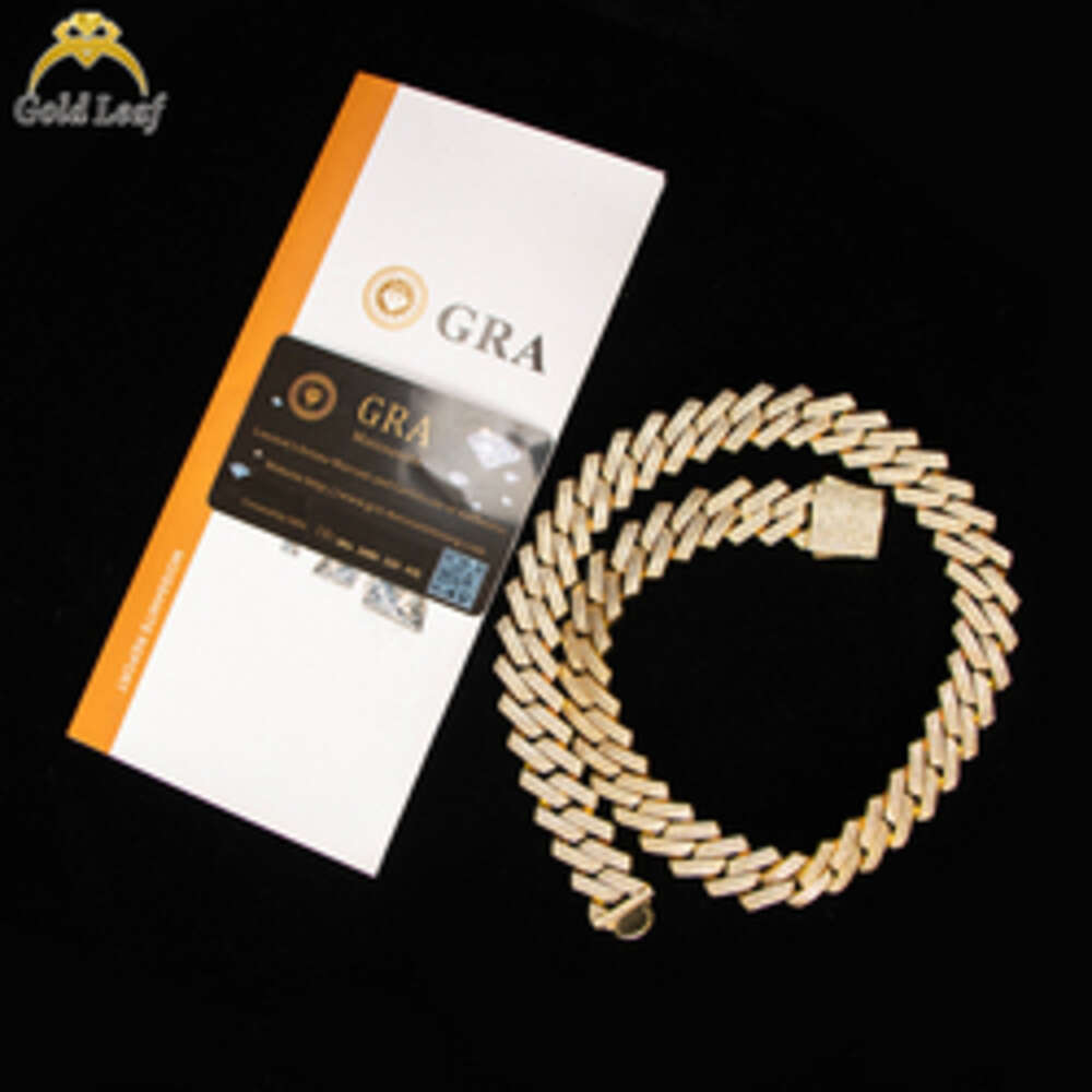 Hip Hop Jewelry Moissanite Necklace Men d Color Vvs Moissanite Chain Men Gold Plated Cuban Mossanite Link Cuban Moissanite Chain