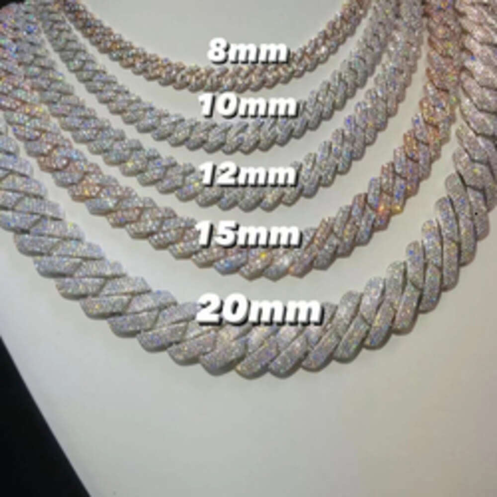 Custom Pass Diamond Test Vvs Moissanite Cuban Link Chain 10mm 12mm 15mm 18mm 20mm Hip Hop Necklace Men 925 Jewelry