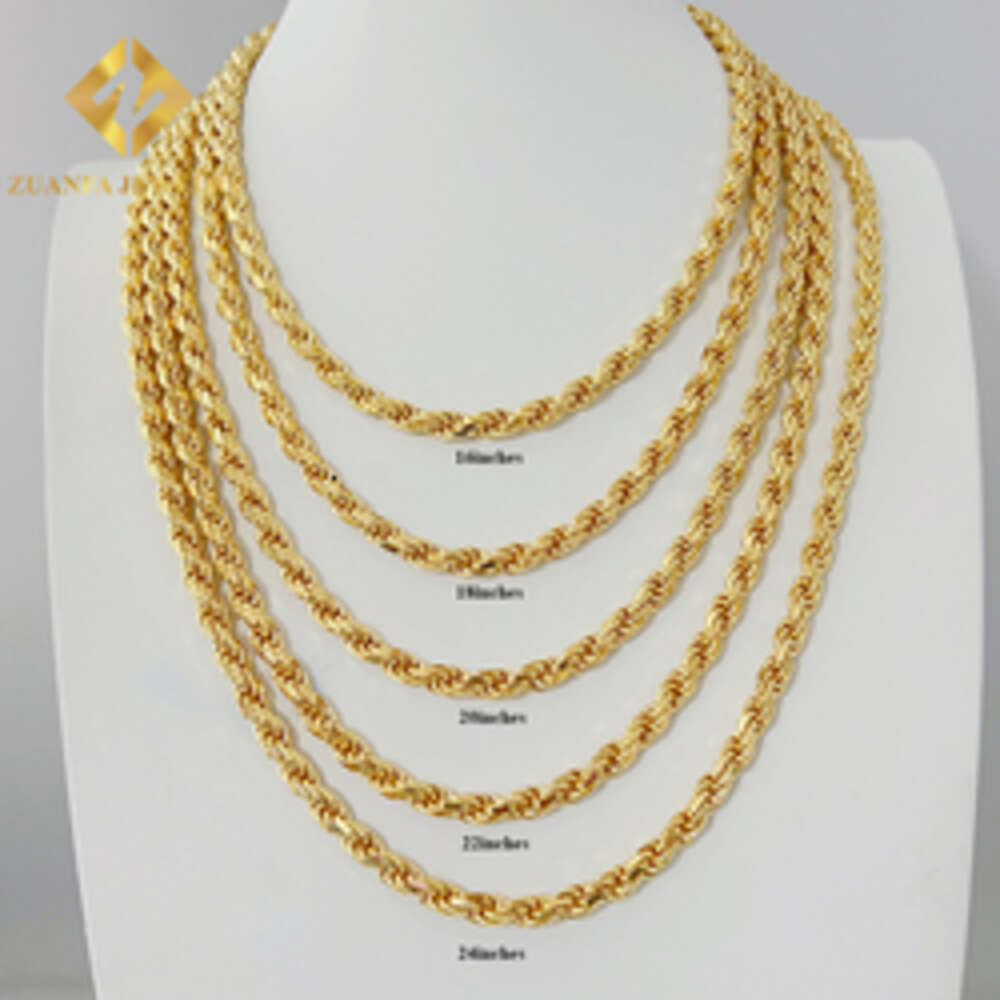 Mens Italian Heavy Chain 925 Sterling Silver Moissanite Diamond Cut 6mm Width Rope Necklace for Men