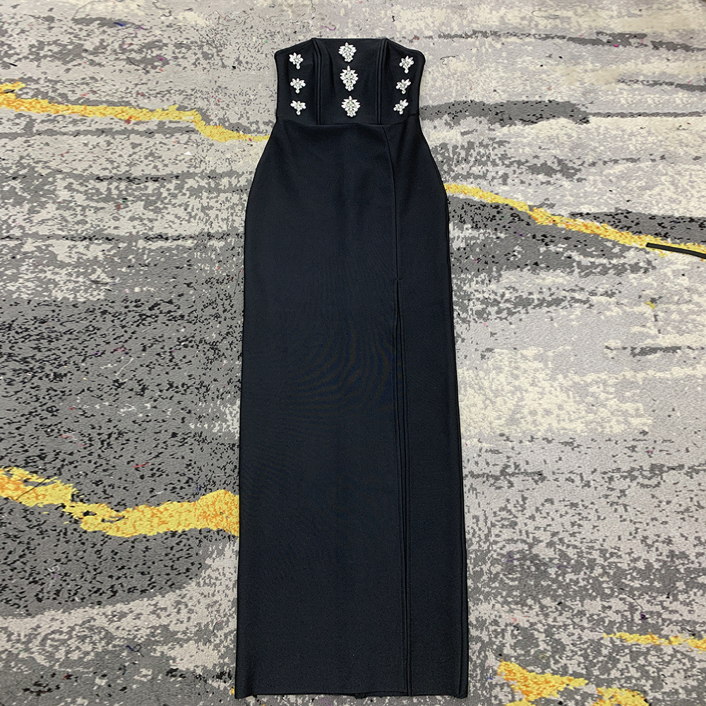 10062 L 2024 Runway Dress Spring Summer Dress Sleeveless Mid Calf Bandage Dress Brand Same Style Womens Dress Fashion High Quality M
