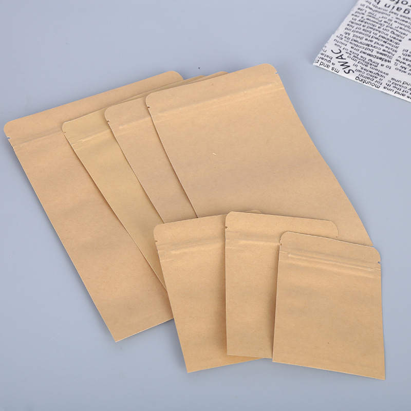 Fully Sealed Flat Kraft Paper Packaging Bags Aluminium Foil Pouch For Pet Food Cookies Sugar Snack Dry Herb Coffee Bean Tea Dried Fruit Nuts Kernels S