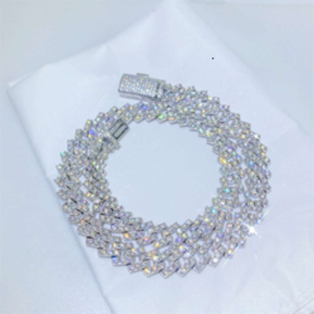 Bussdown Thick 8mm 10mm 13mm 925 Solid Silver Iced Out Vvs Moissanite Cuban Link Chain Cuban Link Bracelet