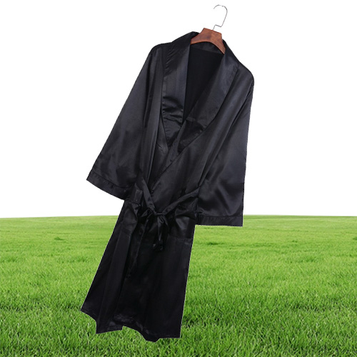 Men Black Lounge Sleepwear Faux Silk Nightwear For Men Comfort Silky Bathrobes Noble Dressing gown Men039s Sleep Robes Plus siz1458939