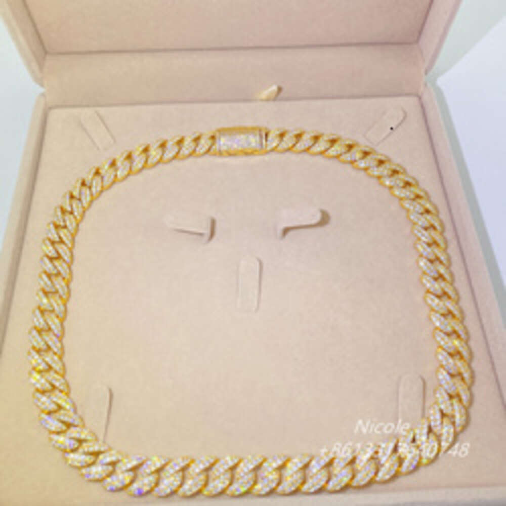 Drop Shipping Fashion Iced Out Hip Hop Jewelry Gra Vvs Moissanite Gold Filled Sier Cuban Link Chain