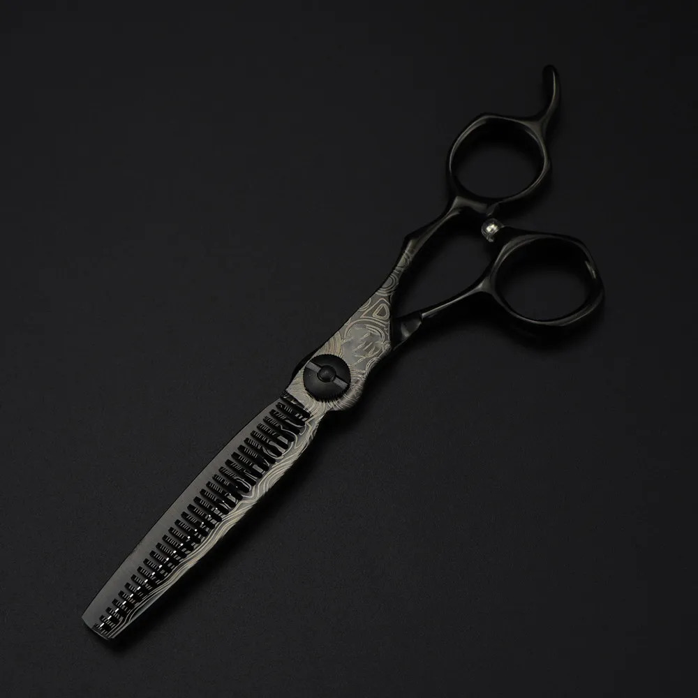 Professional 6 '' Upscale Black Damascus hair scissors cutting barber makas tools haircut thinning shears hairdresser 240110