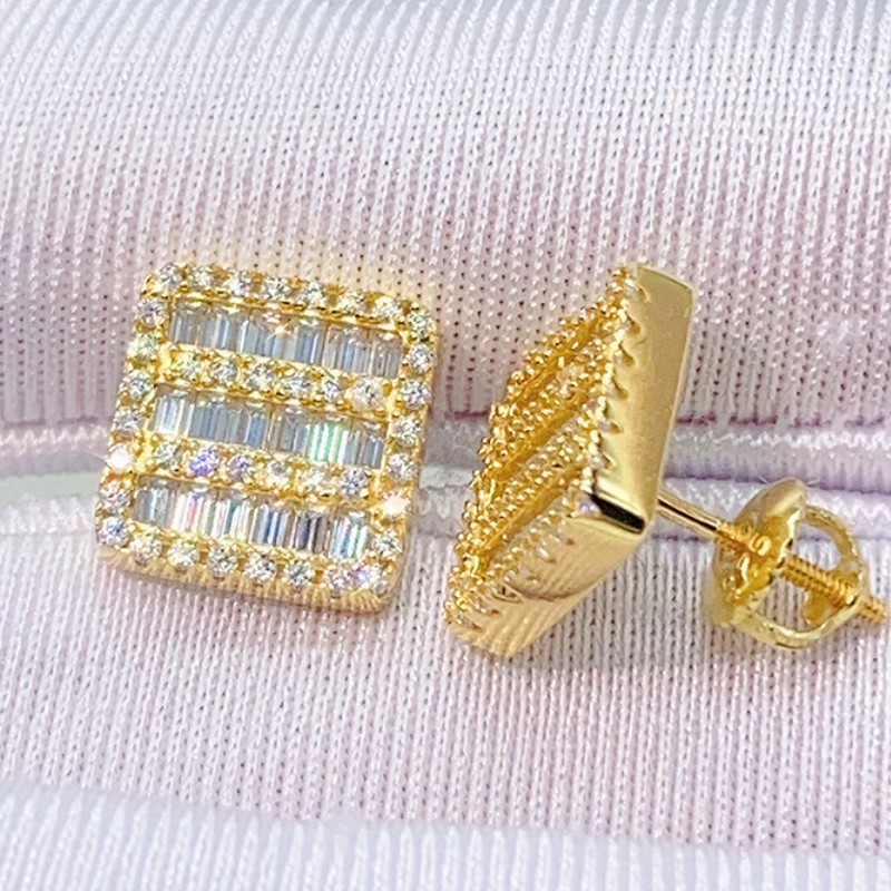 Bg Sterg Sier Dia Passed VVS Flashing Moissanite Earrings Studs for Men Women Nice Gift
