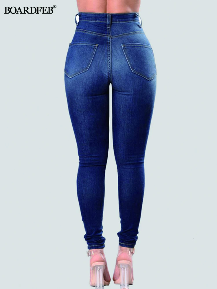 Women Ripped Jeans High Waist Stretch Skinny Slim Fit Female Pencil Y2K Pants Destroyed Denim Pants Ladies Casual Hole Trousers 240110