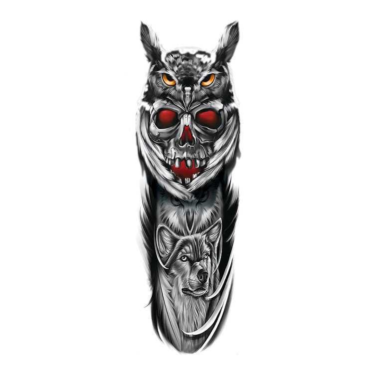 Makeup tattoo Full arm with animal pattern, lion figure, large flower simulation set, sticker