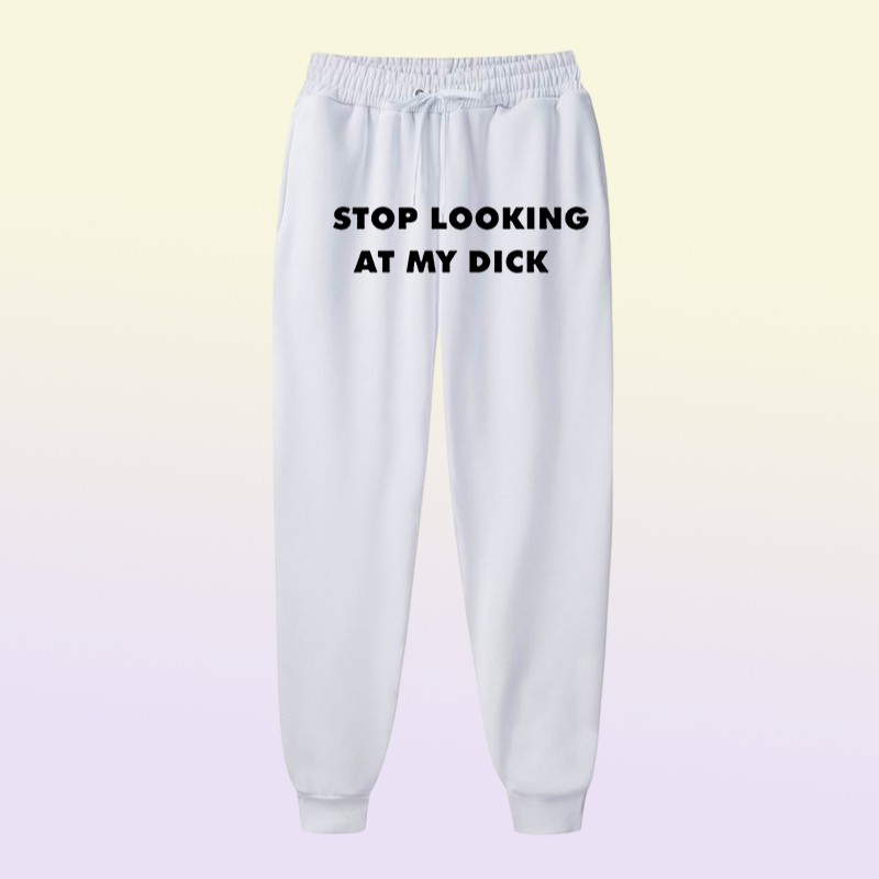 Summer Joggers Women Pants Letter Stop Looking At My Dick Sweatpants Hip Hop Black High Waist Jogging Pants Trousers Women
