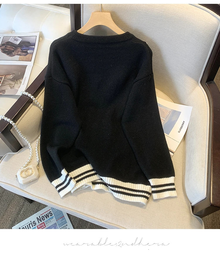 Cute teddy bear embroidered knit restores the ancient style of autumn winter and winter in 2023 making it a casual round shirt sweater 240110 - view 7