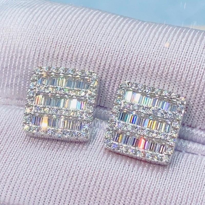 Bg Sterg Sier Dia Passed VVS Flashing Moissanite Earrings Studs for Men Women Nice Gift