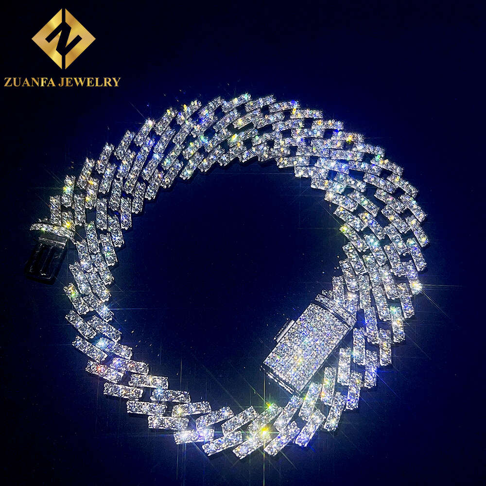 Silver Cuban Link Chain Zuanfa Jewelry Pass Diamond Tester Gra Vvs Moissanite Cuban Link Chain