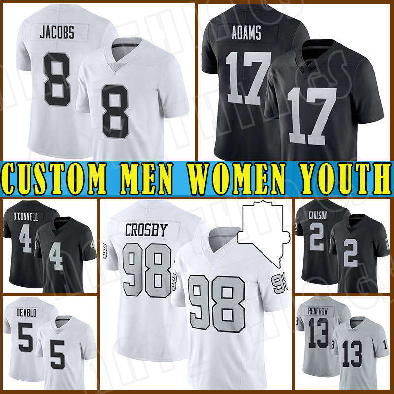 17 Davante Adams 8 Josh Jacobs Football Jersey Maxx Crosby Hunter Renfrow Bo Jackson Las Vegas Raideres Daniel Carlson Charles Woodson Howie Long Ep