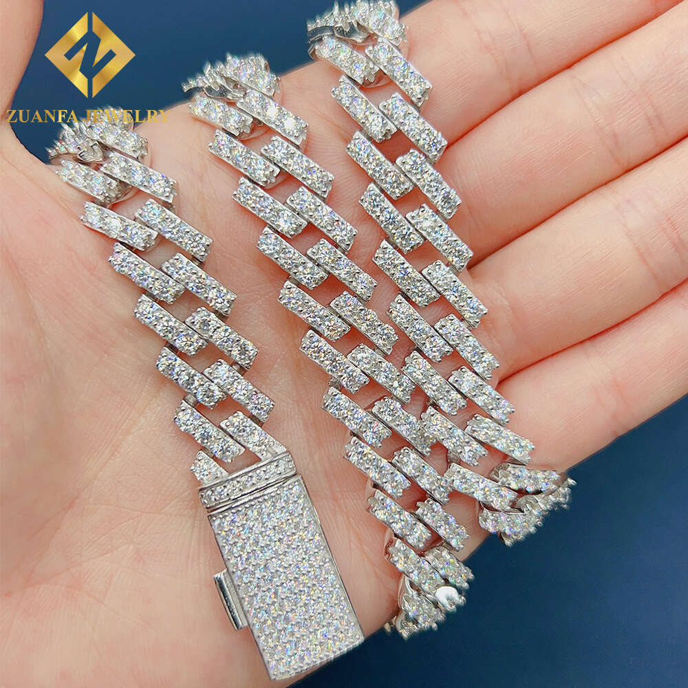 Silver Cuban Link Chain Zuanfa Jewelry Pass Diamond Tester Gra Vvs Moissanite Cuban Link Chain