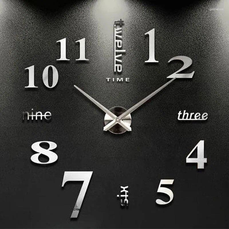 Wall Clocks Quartz Stickers Adhesive Decor Mirror Large Home Room Watches Clock Living For Hanging Self Frameless Wall mounted clock