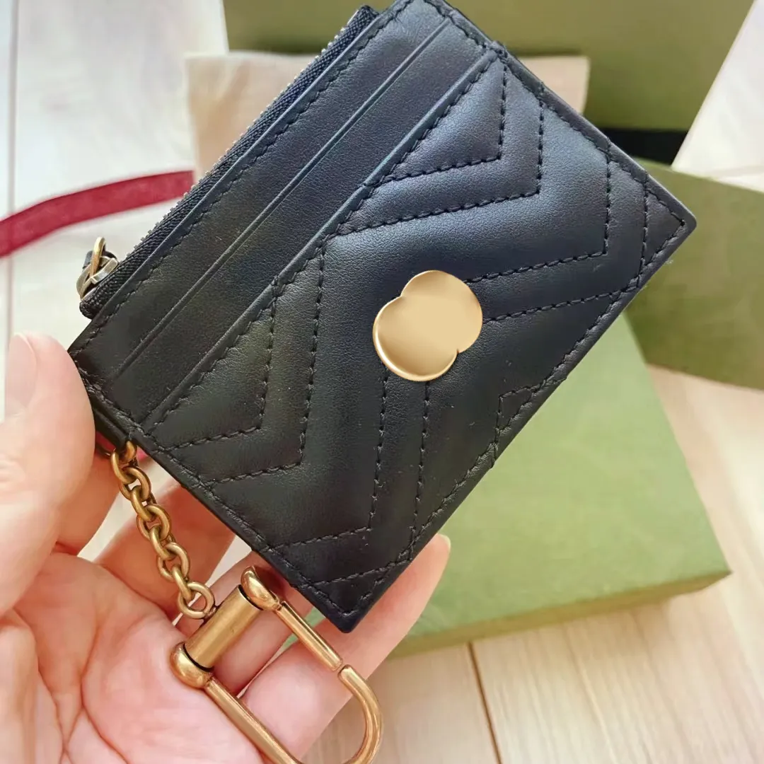 Leather Keychain Wallet Lanyards Luxury Designer Coin Purse Famous Card Woody Passport Womens Mens Holders Pouch Case Direct Selling