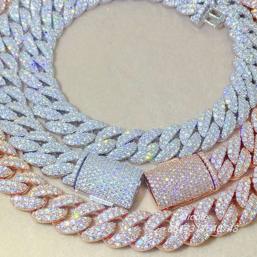 Drop Shipping Fashion Iced Out Hip Hop Jewelry Gra Vvs Moissanite Gold Filled Sier Cuban Link Chain