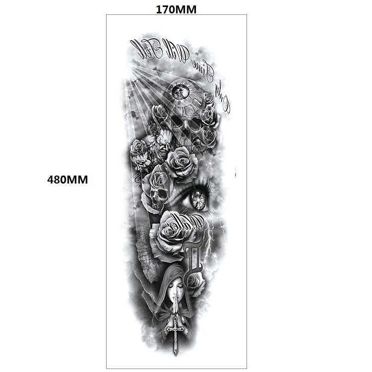 Makeup Head Wolf King Domineering Tattoo Sticker Arm Set Full Large Picture Case Water Transfer Printing