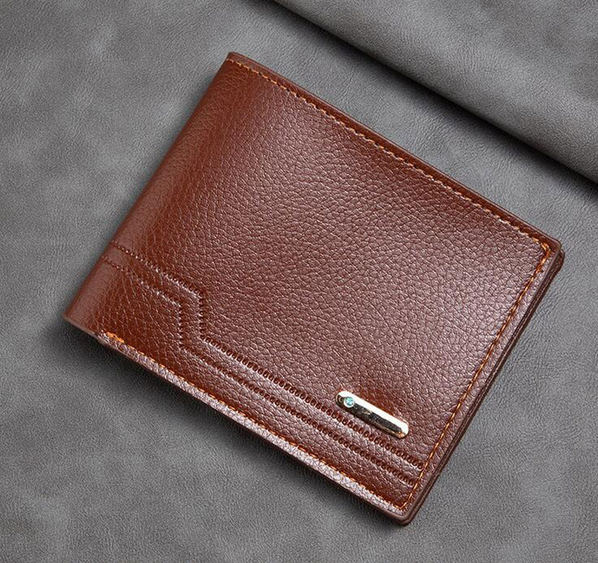 DHL100pcs Wallets Men PU Geometry Two Foldable Multifunctional Business Short Credit Card Holder