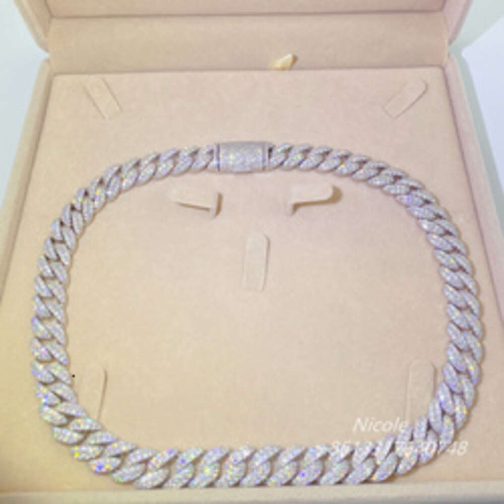 Drop Shipping Fashion Iced Out Hip Hop Jewelry Gra Vvs Moissanite Gold Filled Sier Cuban Link Chain