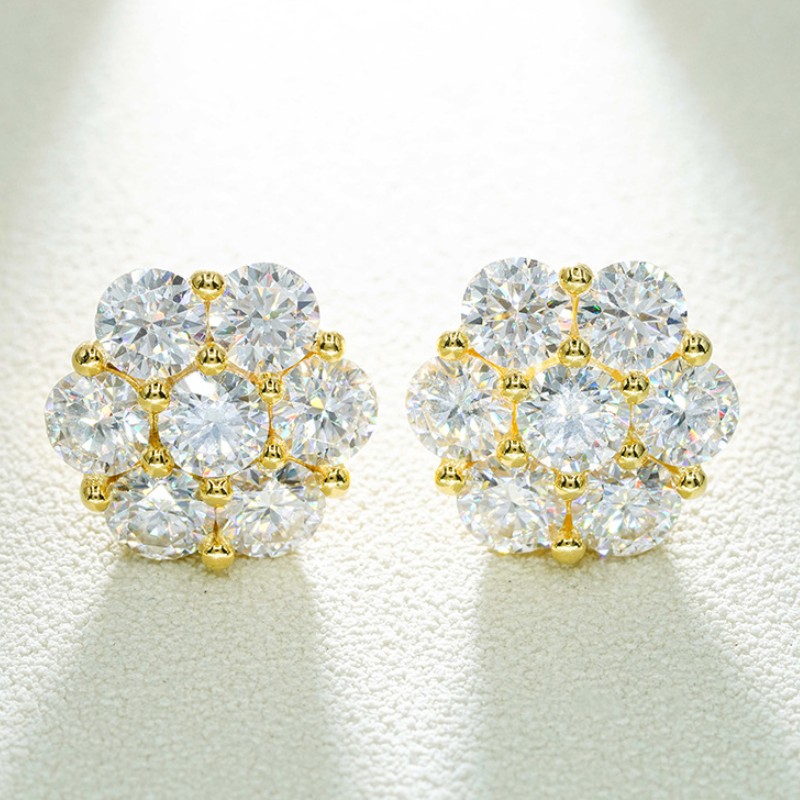 New Trendy Men Women Silver Earrings 925 Sterling Silver Pass Tester 5mm Moissanite Flower Earrings Nice Gift