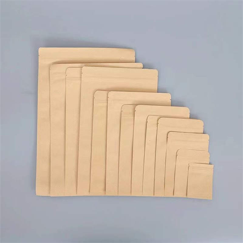 Fully Sealed Flat Kraft Paper Packaging Bags Aluminium Foil Pouch For Pet Food Cookies Sugar Snack Dry Herb Coffee Bean Tea Dried Fruit Nuts Kernels S