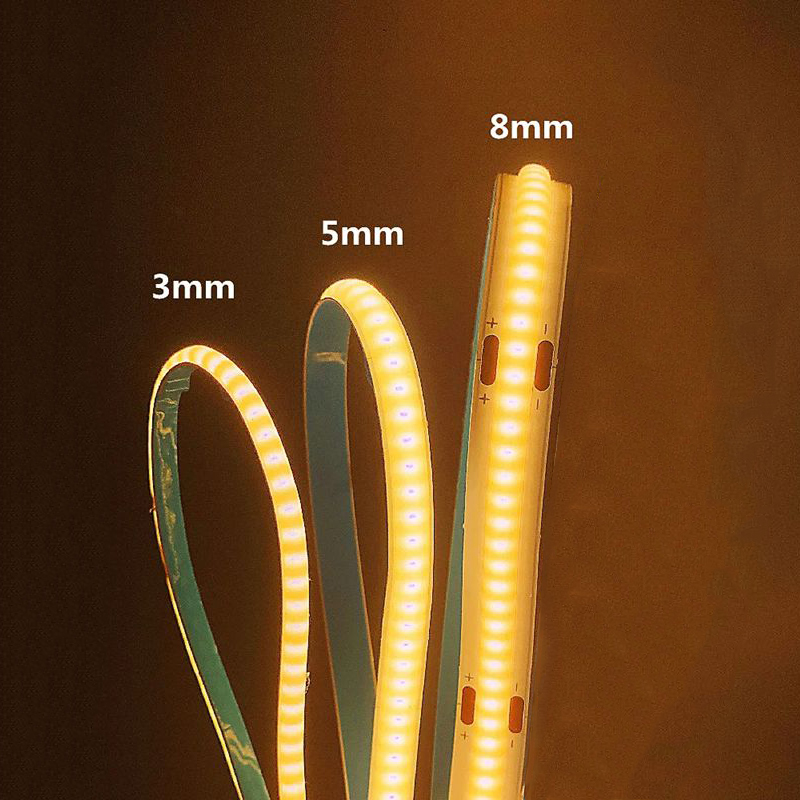 3mm 5mm Ultra Thin COB LED Strips 12V 24V RA>90 High CRI LED Tape Light Cuttable Flexible 16.4FT Super Bright IP20 for Indoor House Kitchen